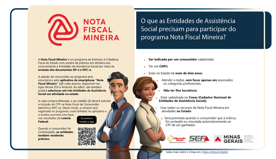 Nota Fiscal Mineira: como indicar uma entidade de assistência social